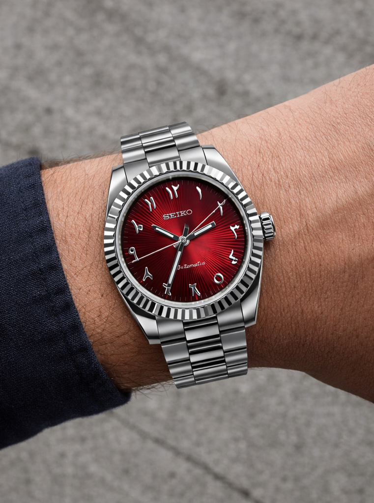 Seiko Mod Cherry Red Dial With Arabic Numerals